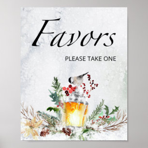 Evergreen favours sign. Winter baby shower favours Poster