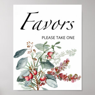 Evergreen favours sign. Winter baby shower favours Poster