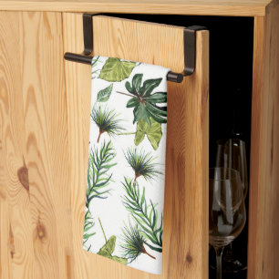 Evergreen foliage pattern kitchen towel