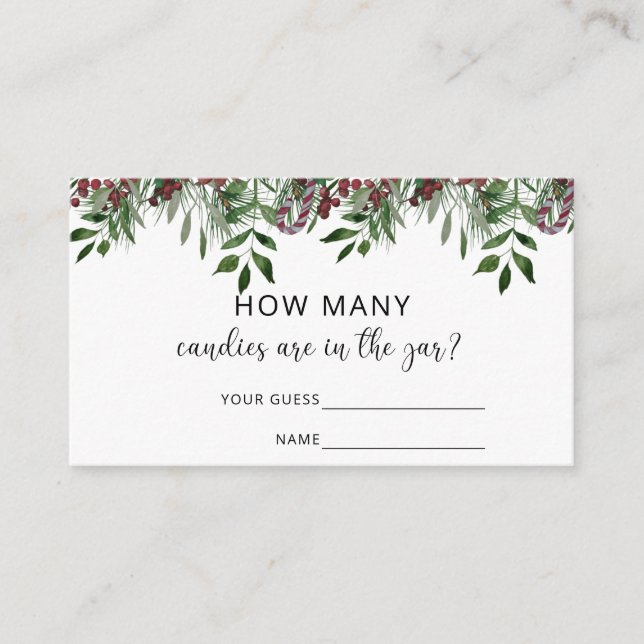 Evergreen guess how many candies enclosure card (Front)