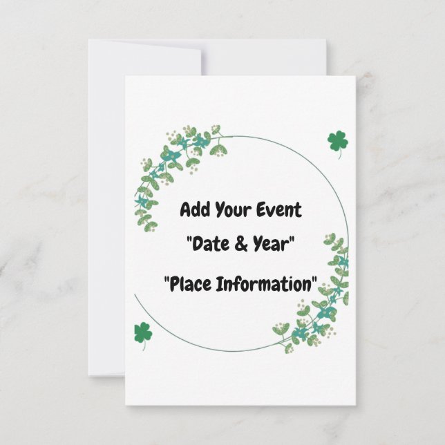 "Evergreen Harmony Circular Green Border" Save The Date (Front)