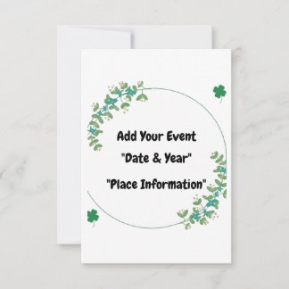 "Evergreen Harmony Circular Green Border" Save The Date