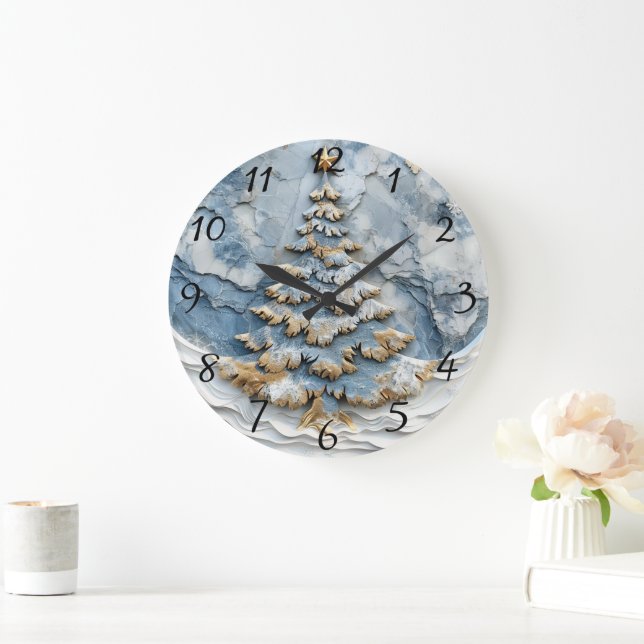 Evergreen Holiday Tree Timepiece Large Clock (Home)