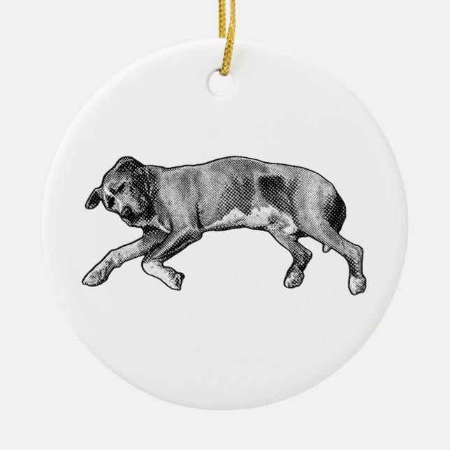 Evergreen Hush, Side Sleeper Ceramic Ornament (Front)