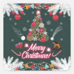 Evergreen Joy of Christmas Square Sticker