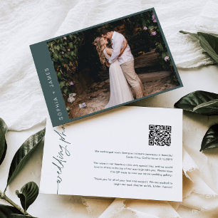 Evergreen Minimal Elopement Wedding Announcement