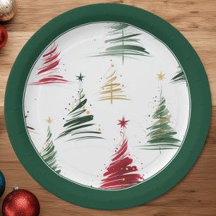 Evergreen Minimalist Modern Christmas Tree  Paper Plate