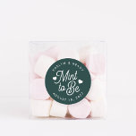 Evergreen | Mint to Be Personalized Wedding Favour Classic Round Sticker<br><div class="desc">Minty fresh wedding favour stickers feature "mint to be" in white script lettering accented with hearts,  on a dark forest green background. Personalize with your names and wedding date.</div>