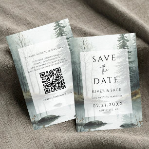 Evergreen Mist   Rustic Forest QR Save the Date