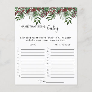 Evergreen Name that song baby shower game