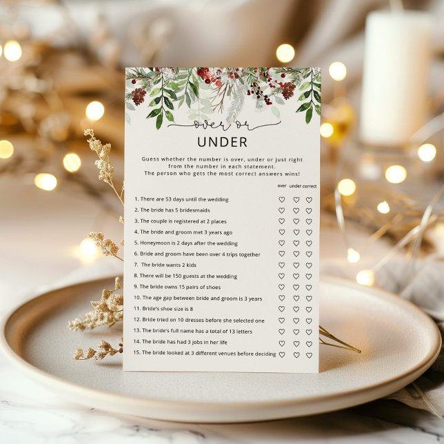 Evergreen over or under bridal shower game (Creator Uploaded)