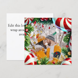 Evergreen Photo border with Mints for Christmas Holiday Card