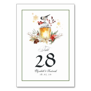 Evergreen Pine and Spruce Winter Wedding Table Number