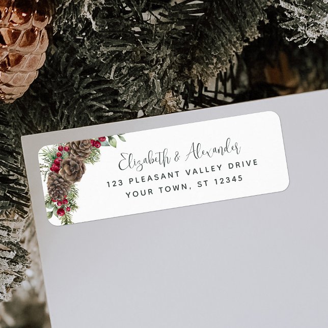 Evergreen Pine Christmas Wedding Return Address (Creator Uploaded)