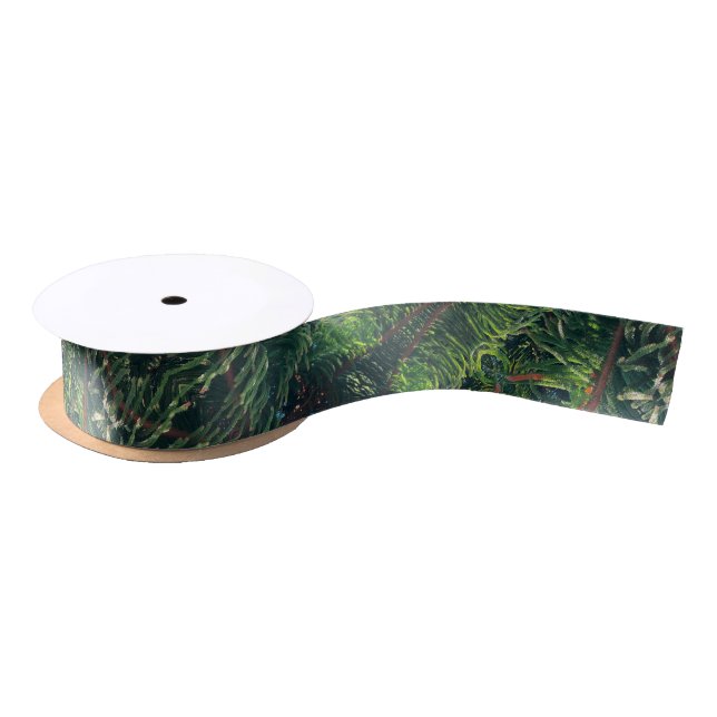 Evergreen pine-tree conifer  satin ribbon (Spool)