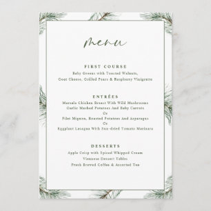 Evergreen Pine Tree Holiday Christmas Menu