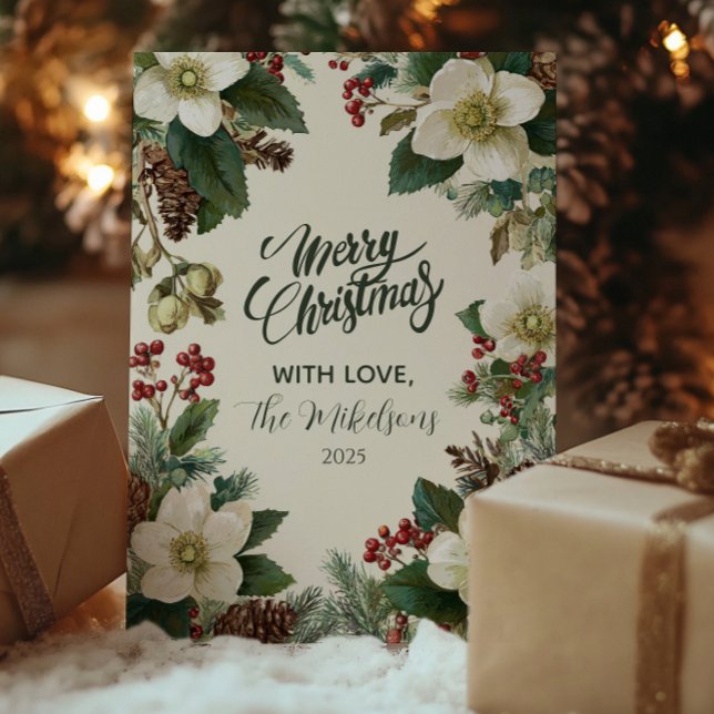 Evergreen Pinecone Holiday Celebration Card (Creator Uploaded)