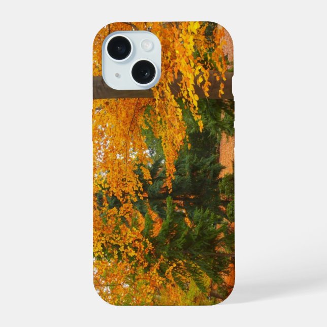 Evergreen Pines and Autumn Trees iPhone 15 Case (Back)