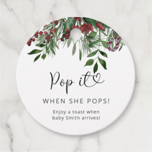 Evergreen Pop it when she pops baby shower Favour Tags