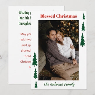 Evergreen Portrait Blessed Christmas Winter Holiday Card