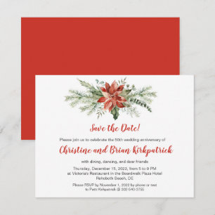 Evergreen Red Poinsettia Christmas - Patti K RSVP Card