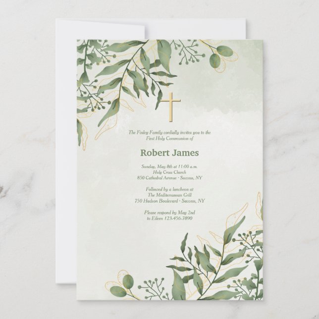 Evergreen Religious  Invitation (Front)