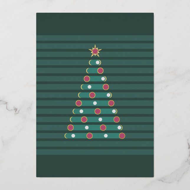 Evergreen Rhythm Foil Holiday Card (Front)