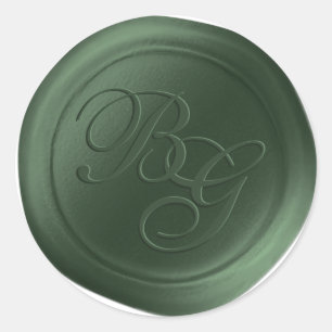Evergreen Script Double Monogram Wax Seal Stickers