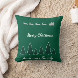 Evergreen Sleigh Family Hearth Throw Pillow