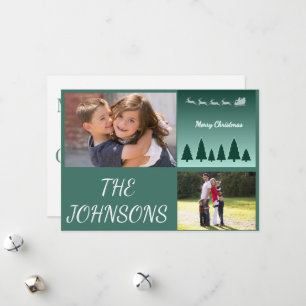 Evergreen Sleigh Family Holiday Corners Glow Card