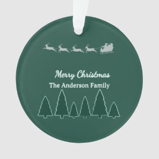 Evergreen Sleigh Family Round Glow Ornament