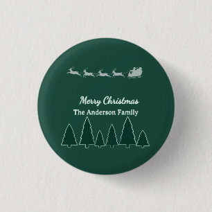 Evergreen Sleigh Family Winter Glow 1 Inch Round Button