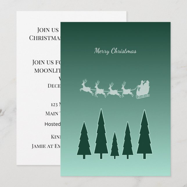 Evergreen Sleigh Holiday Invite Glow (Front/Back)