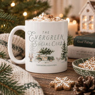 Evergreen Social Club Personalized Christmas Mug