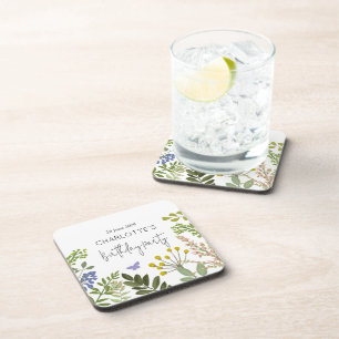 Evergreen Summer Garden Birthday Party  Coaster