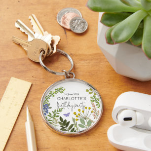 Evergreen Summer Garden Birthday Party  Keychain