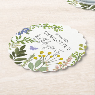 Evergreen Summer Garden Birthday Party  Paper Coaster