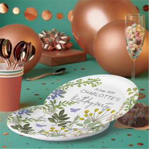 Evergreen Summer Garden Birthday Party  Paper Plate