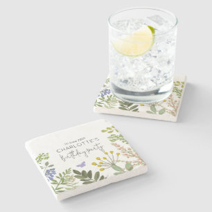 Evergreen Summer Garden Birthday Party  Stone Coaster