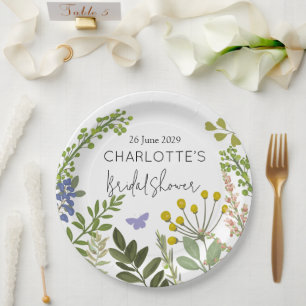 Evergreen Summer Garden Bridal Shower  Paper Plate