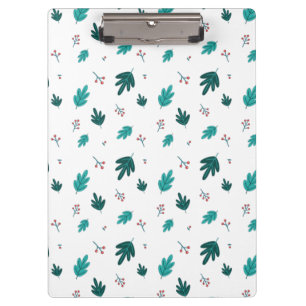 Evergreen Tree Leaves & Red Holly Berries Clipboard