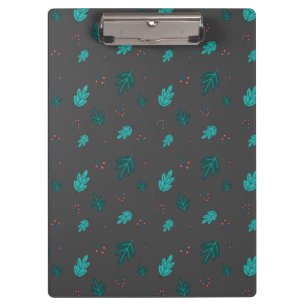 Evergreen Tree Leaves & Red Holly Berries Clipboard