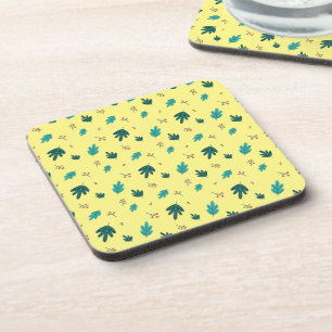 Evergreen Tree Leaves & Red Holly Berries Coaster