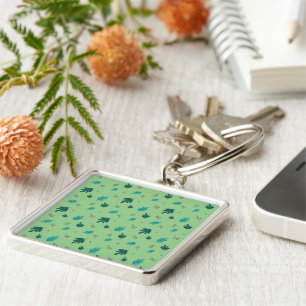 Evergreen Tree Leaves & Red Holly Berries Keychain