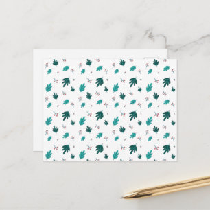 Evergreen Tree Leaves & Red Holly Berries Postcard