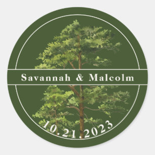 Evergreen Tree   Nature Wedding Personalized Classic Round Sticker