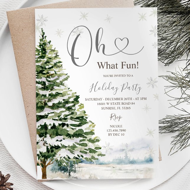 Evergreen Trees Holiday Winter Party Invitation (Creator Uploaded)