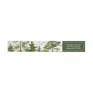 Evergreen Trees   Rustic Nature Return Address Wrap Around Label