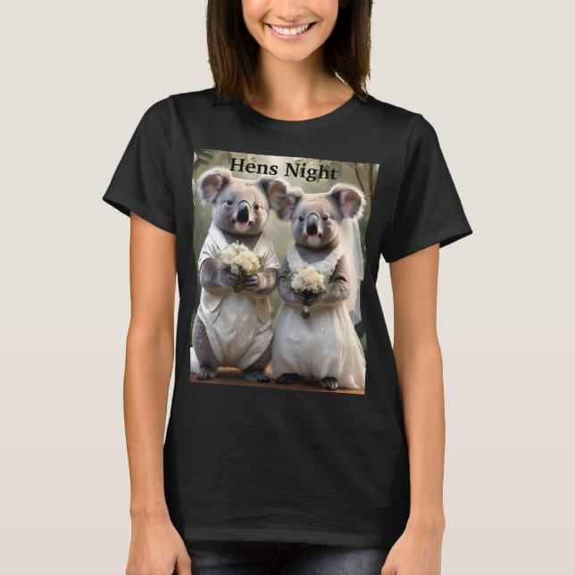 "Evergreen Vows: A Koala Wedding in White" T-Shirt (Front)