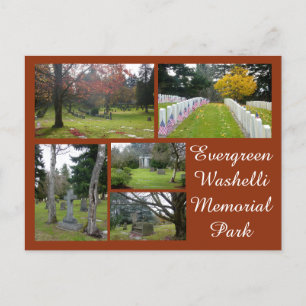 Evergreen Washelli Cemetery Collage Postcard